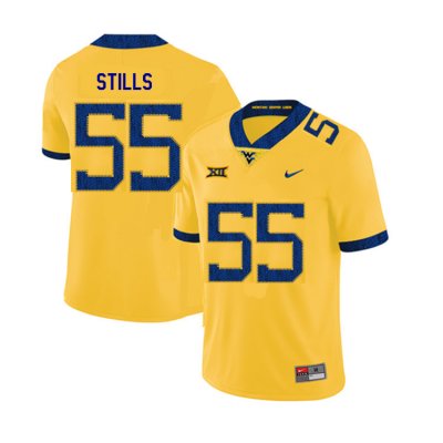 Men's West Virginia Mountaineers NCAA #55 Dante Stills Yellow Authentic Nike 2019 Stitched College Football Jersey UA15J57QD